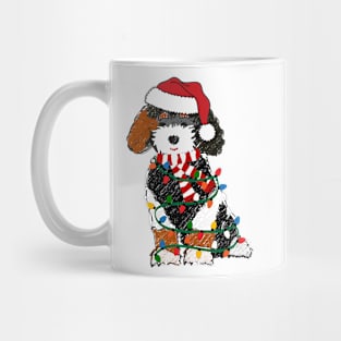 Cute Bernedoodle Wrapped In Christmas Lights Mug